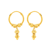 22K Gold Hoop Earrings with Ornate Dangling